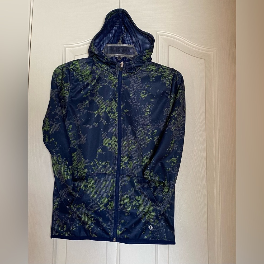 Xersion Boys Full Zip Hoodie Light Jacket Camo American Navy Size M 10/12 reg